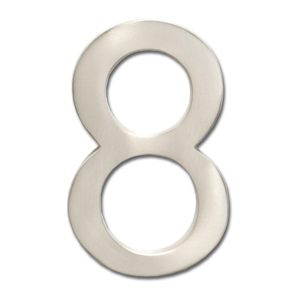 Perfectpatio 3582SN Number 8 Solid Cast Brass 4 inch Floating House Number Satin Nickel &quot;8&quot; PE37612